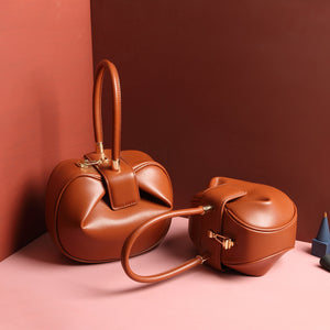 Chic Genuine Leather Dumpling Handbag