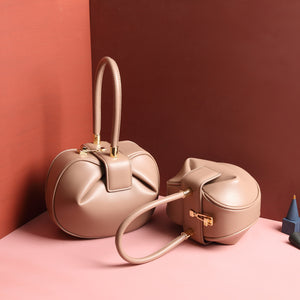 Chic Genuine Leather Dumpling Handbag