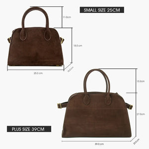 Donna-in Natural Suede Handbag for Women Nubuck Cow Leather Large Capacity Casual Tote Bag Solid Commute