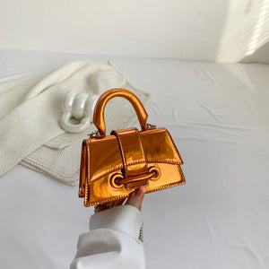 Y2K Mini Leather Metal Style Solid Color Crossbody Bags 2023 Spring Designer Handbag Chain Bag Short Handle Purses and Handbags