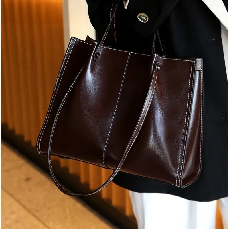 Vintage Genuine Leather Tote Bag