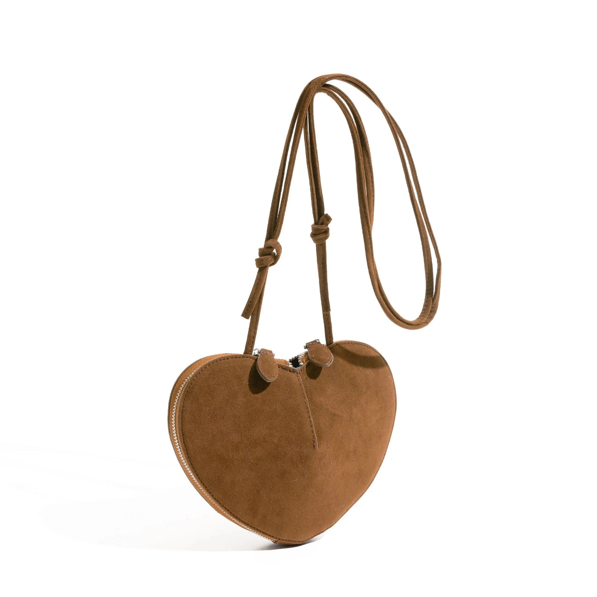 Vintage Heart Shape Faux Suede Crossbody Bag