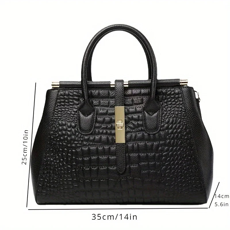 Alligator Print Handbag - stylish zipper two-hand handle handbag - perfect for work and office use