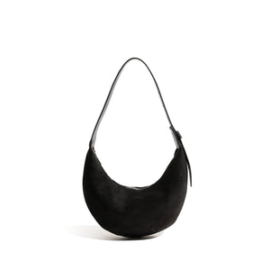 Vintage Faux Suede Half Moon Shoulder Bag