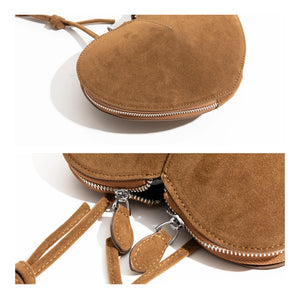 Vintage Heart Shape Faux Suede Crossbody Bag