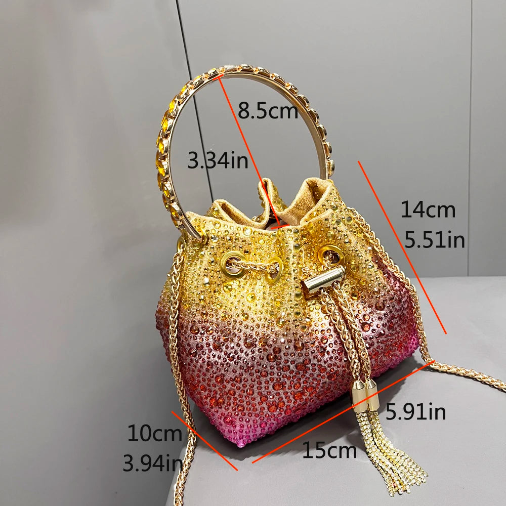 Handle Rhinestones Evening clutch Bag Purses and handbag luxury Designer shoulder bag Shiny Crystal Clutch purse bucket bag