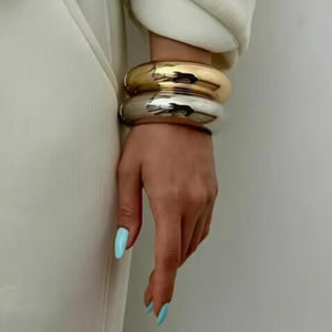 Bold Metal Bangles - Gold & Silver Fashion Jewelry