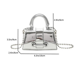 Y2K Mini Leather Metal Style Solid Color Crossbody Bags 2023 Spring Designer Handbag Chain Bag Short Handle Purses and Handbags