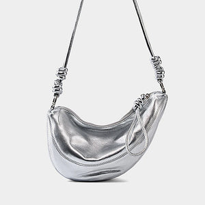 Hifashion Lambskin Genuine Leather Hobo Shoulder Crossbody Bags For Women 2024 Trend Designer Half Moon Silver Ladies Handbags