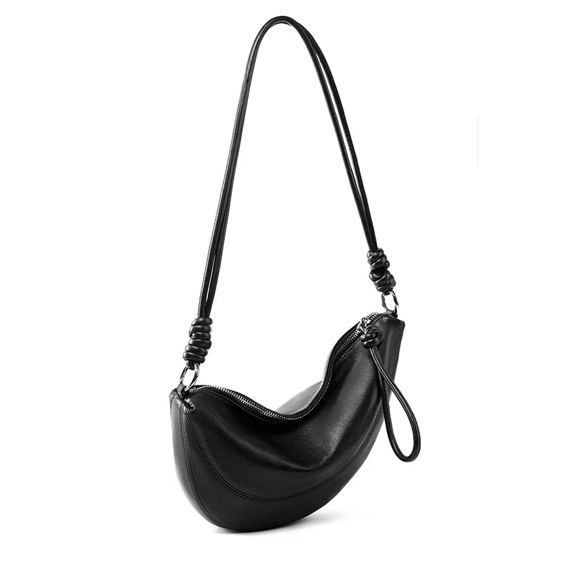 Hifashion Lambskin Genuine Leather Hobo Shoulder Crossbody Bags For Women 2024 Trend Designer Half Moon Silver Ladies Handbags